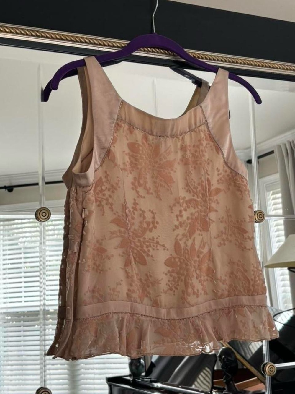 Vintage Anthropologie pink velvet floral tank top - Picture 6 of 6